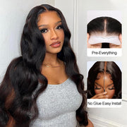 Put on go® Glueless Body Wave Pre Cut 8x5 HD Lace Closure Wig Invisible Knots Realistic Hairline Large & Small Cap Size