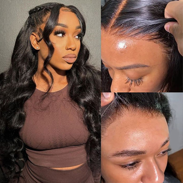 Put on go® Glueless Body Wave Pre Cut 8x5 HD Lace Closure Wig Invisible Knots Realistic Hairline Large & Small Cap Size