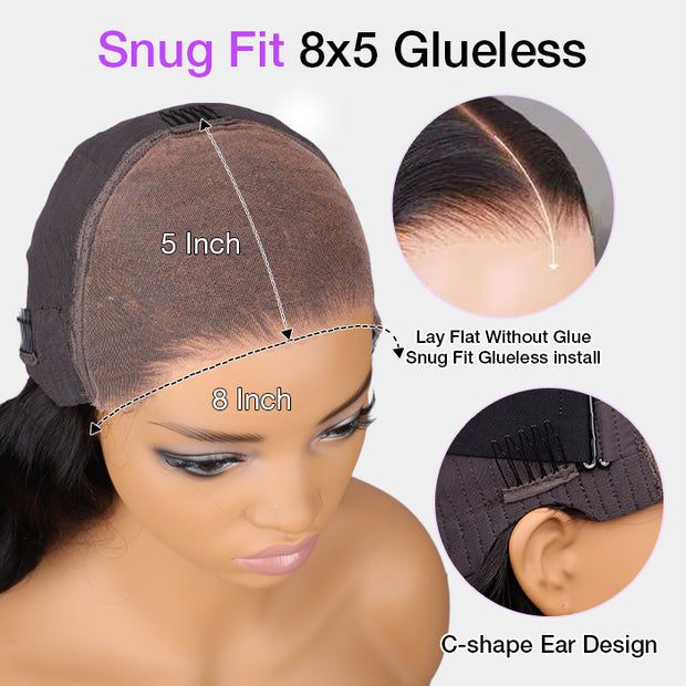 Glueless Wig Deep Wave 8x5 HD Lace Human Hair Pre Plucked & Bleached Ready to Go