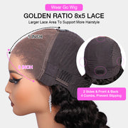 Small Wand Curl Glueless Wig Versatile 8x5 Closure HD Lace Pre Plucked & Bleached Ready to Go