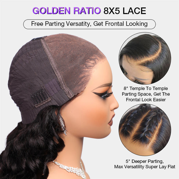 Ready Go Glueless Wigs 8x5 Pre Plucked Pre Cut For Beginners Water Wave Lace Closure Wigs