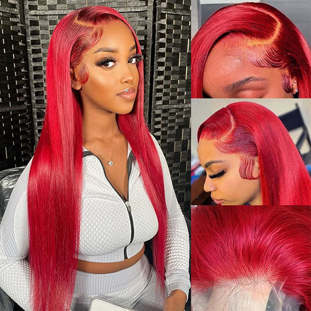 Red Lace Front Wig Straight & Body Wave 13*4 HD Lace Frontal Human Hair Wigs For Women