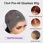 Reddish Brown Body Wave 13×4 Pre Cut HD Lace Front Human Hair Wigs 150% 180% 220% Density