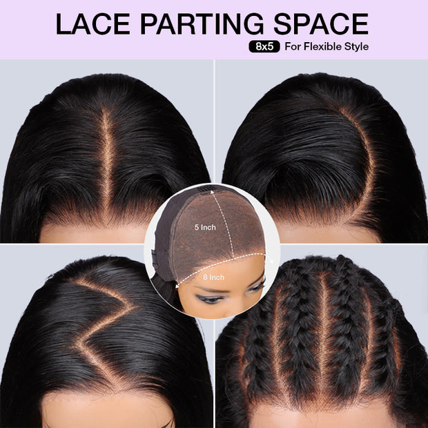 Glueless Wig 8x5 Closure HD Lace Long Body Wave Wig Pre Cut & Plucked & Bleached Ready to Go