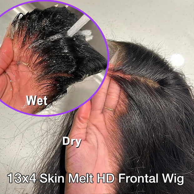 3D Body Wave Wig 220% Density 13x4 Human Hair Lace Frontal Wig Pre Plucked Pre Bleached Pre Cut Gluless Wig