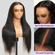 13x6 Lace Frontal Yaki Straight Pre Cut & Pre-Plucked Real Ear To Ear Pre-All Glueless Wig