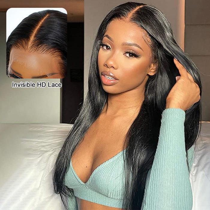 5x5 HD Invisible Lace Closure Wigs Straight Hair Glueless Human Hair Wigs For Women