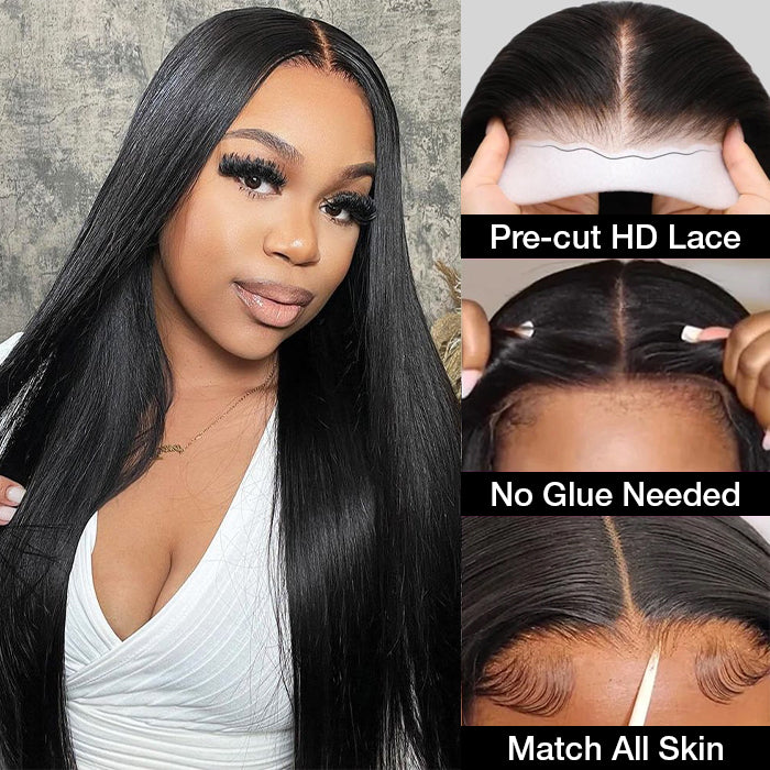 Silky Straight Wig Glueless 4x4 HD Lace Closure Wigs Human Hair