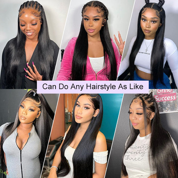 5x5 HD Invisible Lace Closure Wigs Straight Hair Glueless Human Hair Wigs For Women