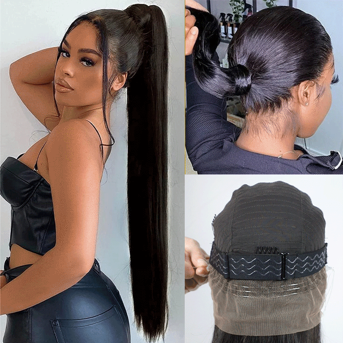Silky Straight Hidden-Strap Snug Fit 360 HD Lace Frontal Bleached Knots Human Hair Wig