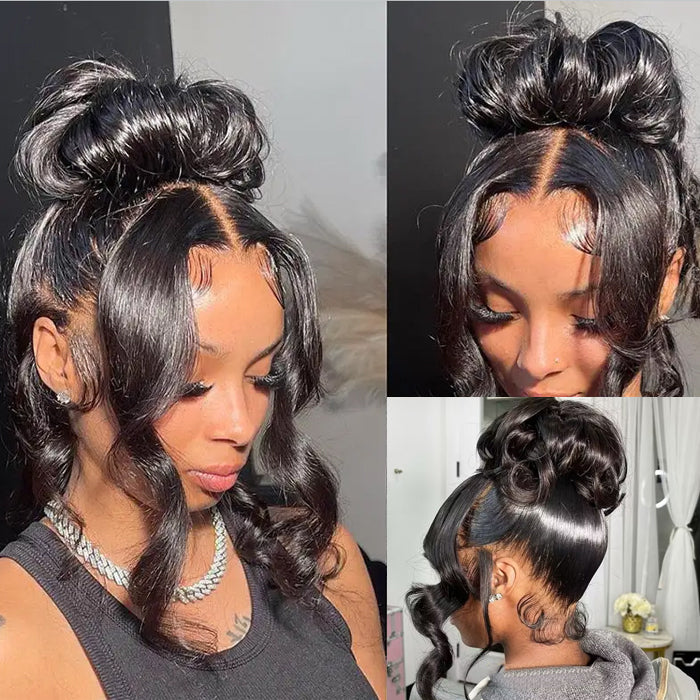 Body Wave Invisi-Pull String Snug Fit 360 HD Lace Frontal Glueless Wig With Pre Bleached Knots