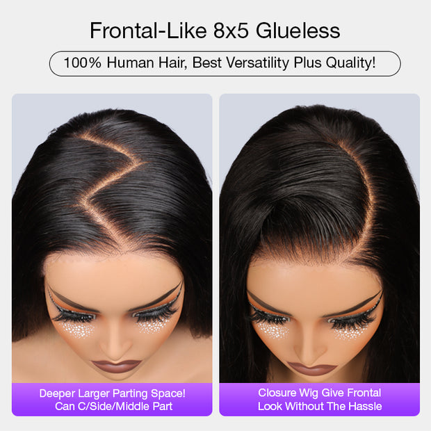 Glueless Wig Deep Wave 8x5 HD Lace Human Hair Pre Plucked & Bleached Ready to Go