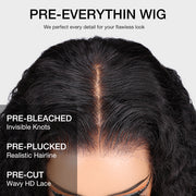 Glueless Wig Human Hair HD Lace Closure Wigs Pre Bleached Water Wave Wig 8x5 Big Parting Space