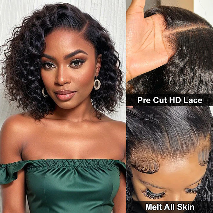 220% Density 4x4/5x5 Lace Closure Bob Wigs Pre Plucked Water Wave Wigs For Black Women