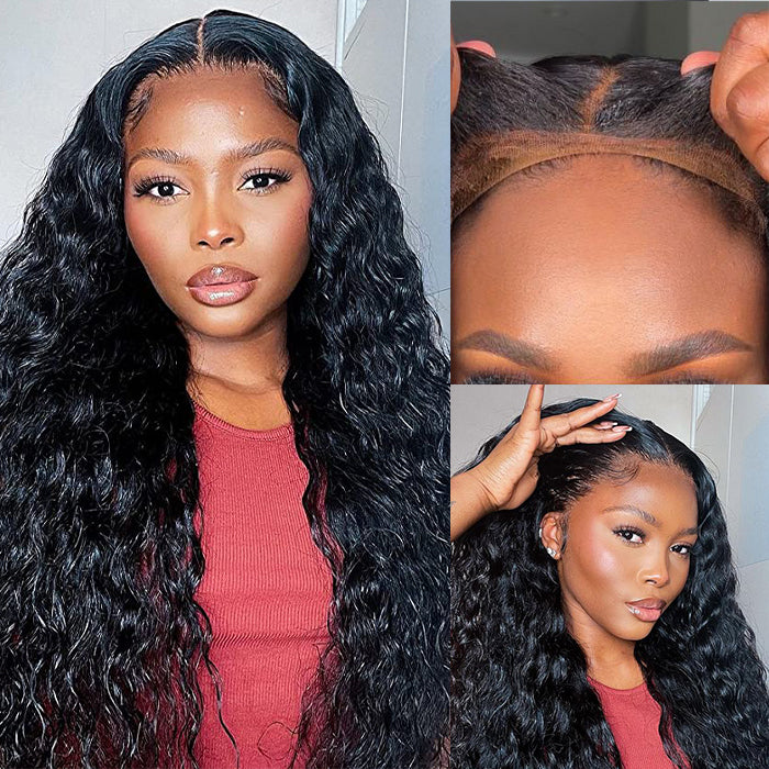 Glueless Water Wave 4x4 HD Invisible Lace Closure Wigs Pre Plucked & Pre Bleached Human Hair Wigs