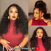 Glueless 360 Lace Frontal Wigs with Invisi-String Pre-cut & Pre-bleached Human Hair Wig Lace Parting Anywhere