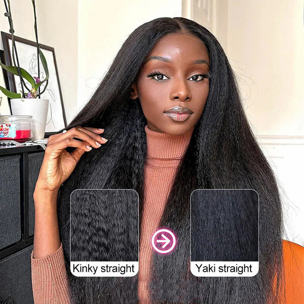 13x6 Lace Frontal Yaki Straight Pre Cut & Pre-Plucked Real Ear To Ear Pre-All Glueless Wig