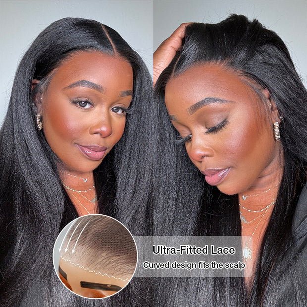 13x6 Lace Frontal Yaki Straight Pre Cut & Pre-Plucked Real Ear To Ear Pre-All Glueless Wig