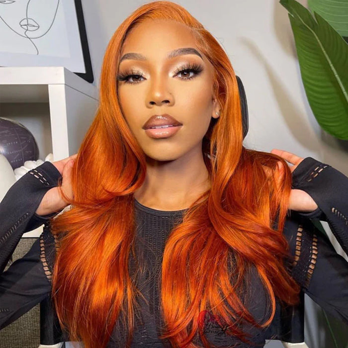 Orange Ginger 13X6 Full Lace Front Human Hair Wigs With Baby Hair Lace Wigs for Women