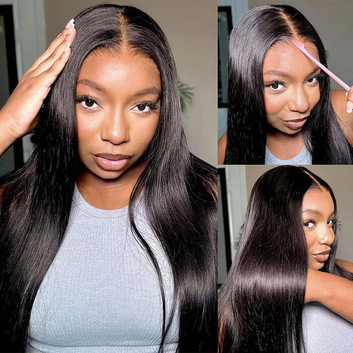 [2Wigs 26inch] Straight & Kinky Straight 8x5 Zig Zag Pre Cut HD Lace Ready to Go Glueless Wigs