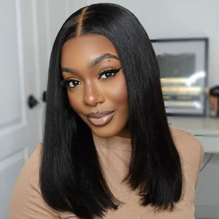 Straight Bob Wigs Pre Cut 4x4 HD Lace Closure Real Glueless Wigs 100% Human Hair 220% Density