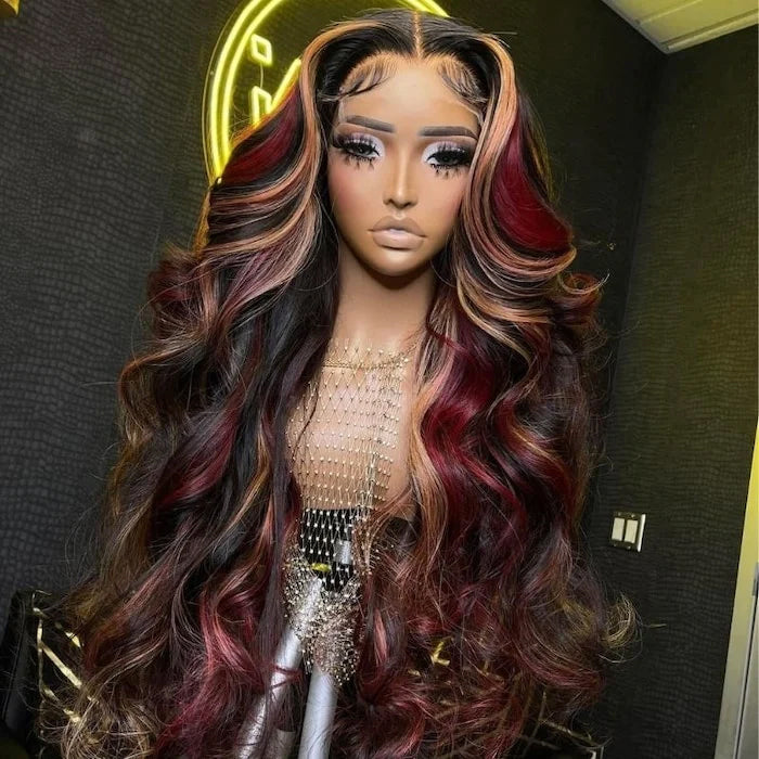 Multi color deals lace front wigs