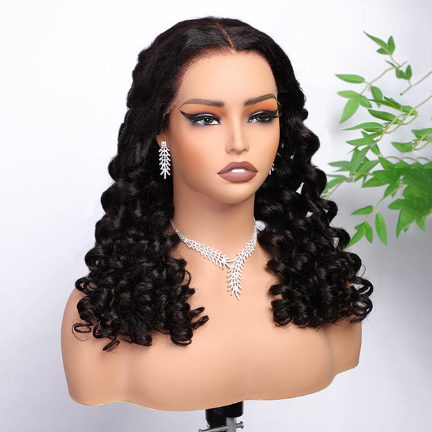 Small Wand Curl Glueless Wig Versatile 8x5 Closure HD Lace Pre Plucked & Bleached Ready to Go