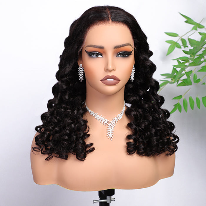 Small Wand Curl Glueless Wig Versatile 8x5 Closure HD Lace Pre Plucked & Bleached Ready to Go