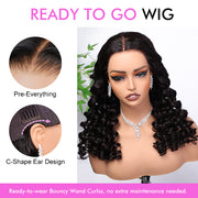 Small Wand Curl Glueless Wig Versatile 8x5 Closure HD Lace Pre Plucked & Bleached Ready to Go