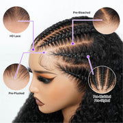 Pre Braided Curly Wig Glueless13x6 Full HD Lace Frontal Wigs With Pre Bleached Knots Ready & Go Wigs