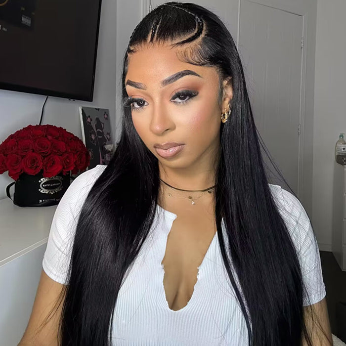 Pre Braided Hairstyles For Straight Hair Glueless 13x6 Full Lace Front Wigs With Pre Bleached Knots