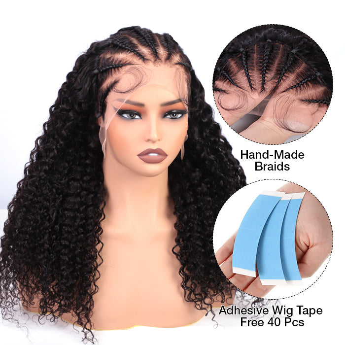Pre Braided Curly Wig 13x4 Skin Melt HD Lace Frontal Wigs With Pre Bleached Knots Glueless Wigs