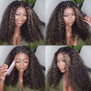 4C Curly Edges Hairline Glueless Curly Lace Front Human Hair Wig With Super Natural Hairline 220% Density