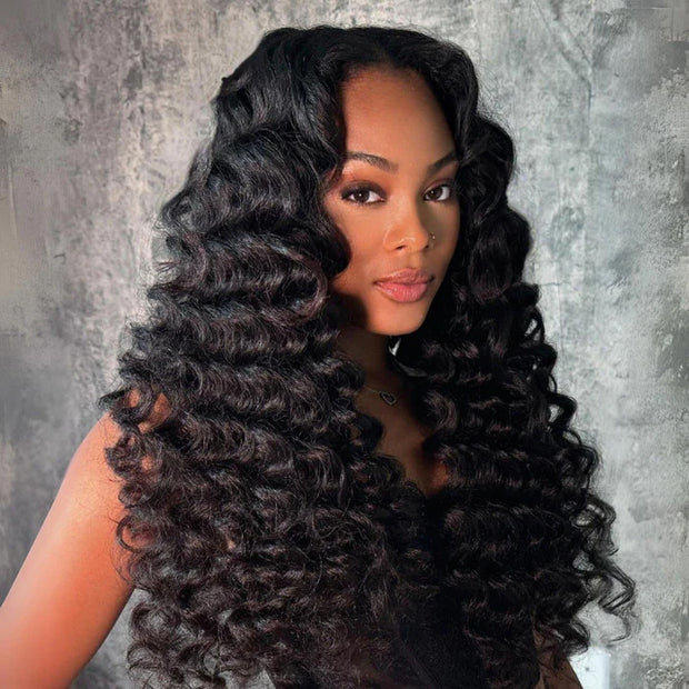 Small Wand Curl Wig 13x6 Full Lace Frontal Wig Pre Bleached Knots Human Hair Wigs