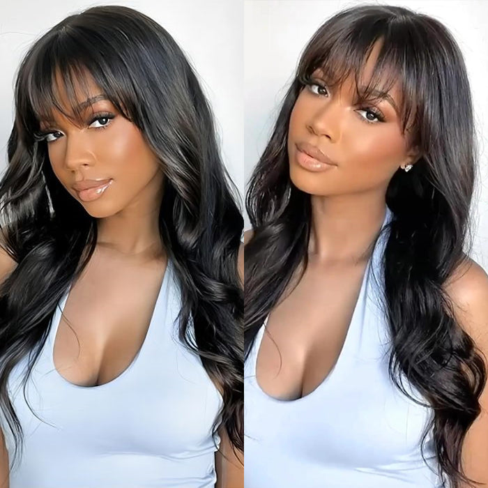 2Wigs = $199 | Silky Straight & Body Wave Wig With Bangs 8x5 HD Lace Put On And Go Quick & Easy Glueless Wig