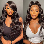 Body Wave 13*4 HD Transparent Lace Front Wigs 100% Human Hair Pre Plucked