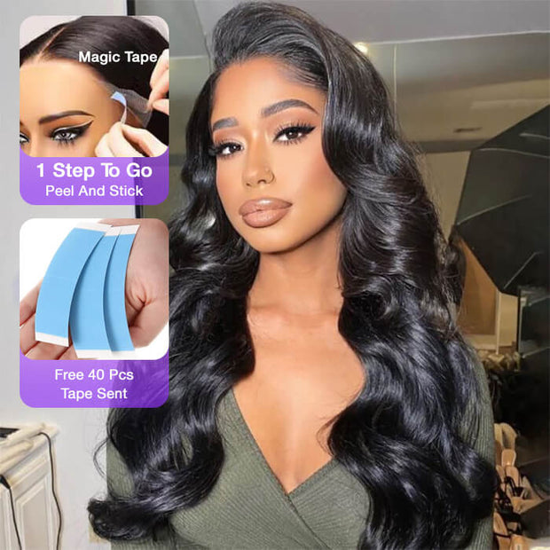 Pre-Curled Body Wave Full 13x4 13x6 Pre-Cut HD Lace Frontal Glueless Wig with Invisible Small Knots