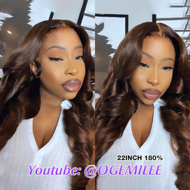 #4 Chocolate Brown 13x4 HD Lace Front Wigs Human Hair Wigs For Women Pre Plucked