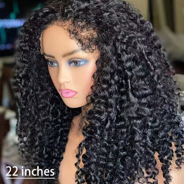 4C Curly Edges Hairline Glueless Curly Lace Front Human Hair Wig With Super Natural Hairline 220% Density