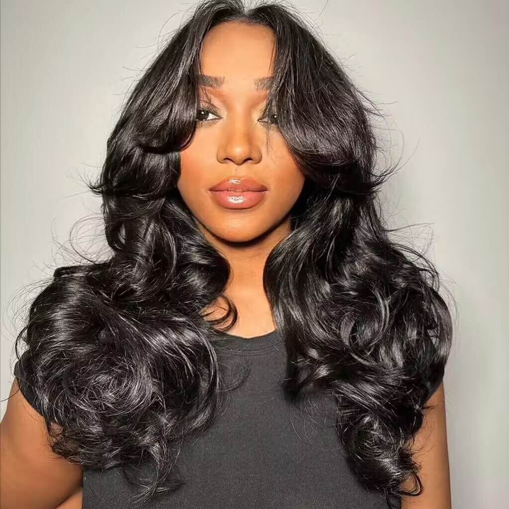 Face-Framing Curtain Bangs Pre-bleached Body Wave Glueless HD Lace Wig Ready To Go