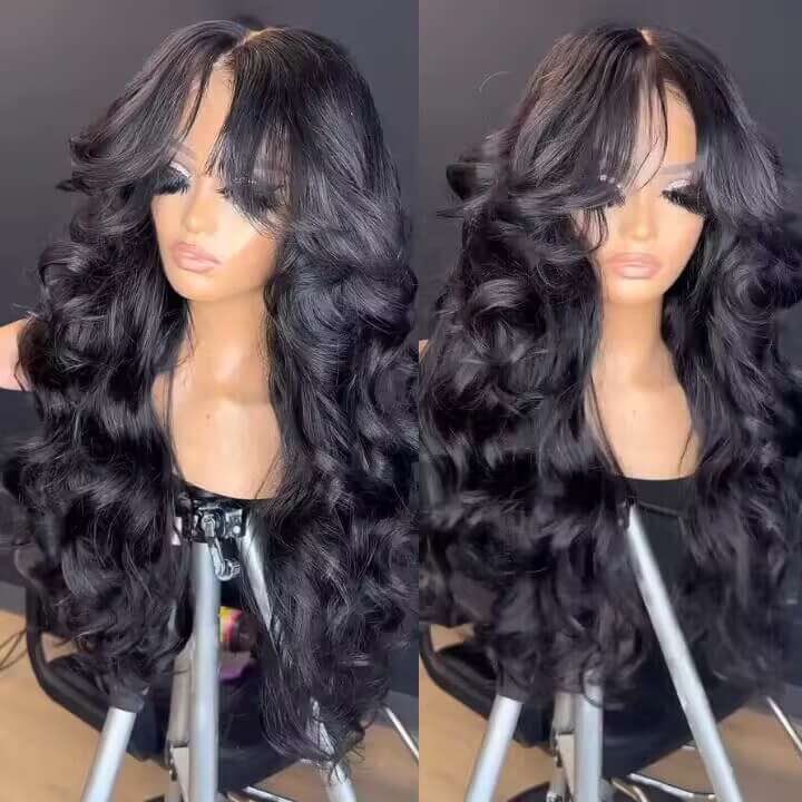 Face-Framing Curtain Bangs Pre-bleached Body Wave Glueless HD Lace Wig with Layers Ready To Go Wig