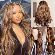 4/27 Highlights Honey Blonde Wig 13*4 HD Lace Front Human Hair Colored Wigs For Women