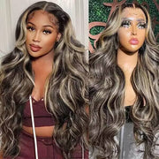 1B/27 Balayage Highlight 13x6 Glueless HD Lace Front Wig Body Wave Straight Pre Plucked Colored Human Hair Wigs