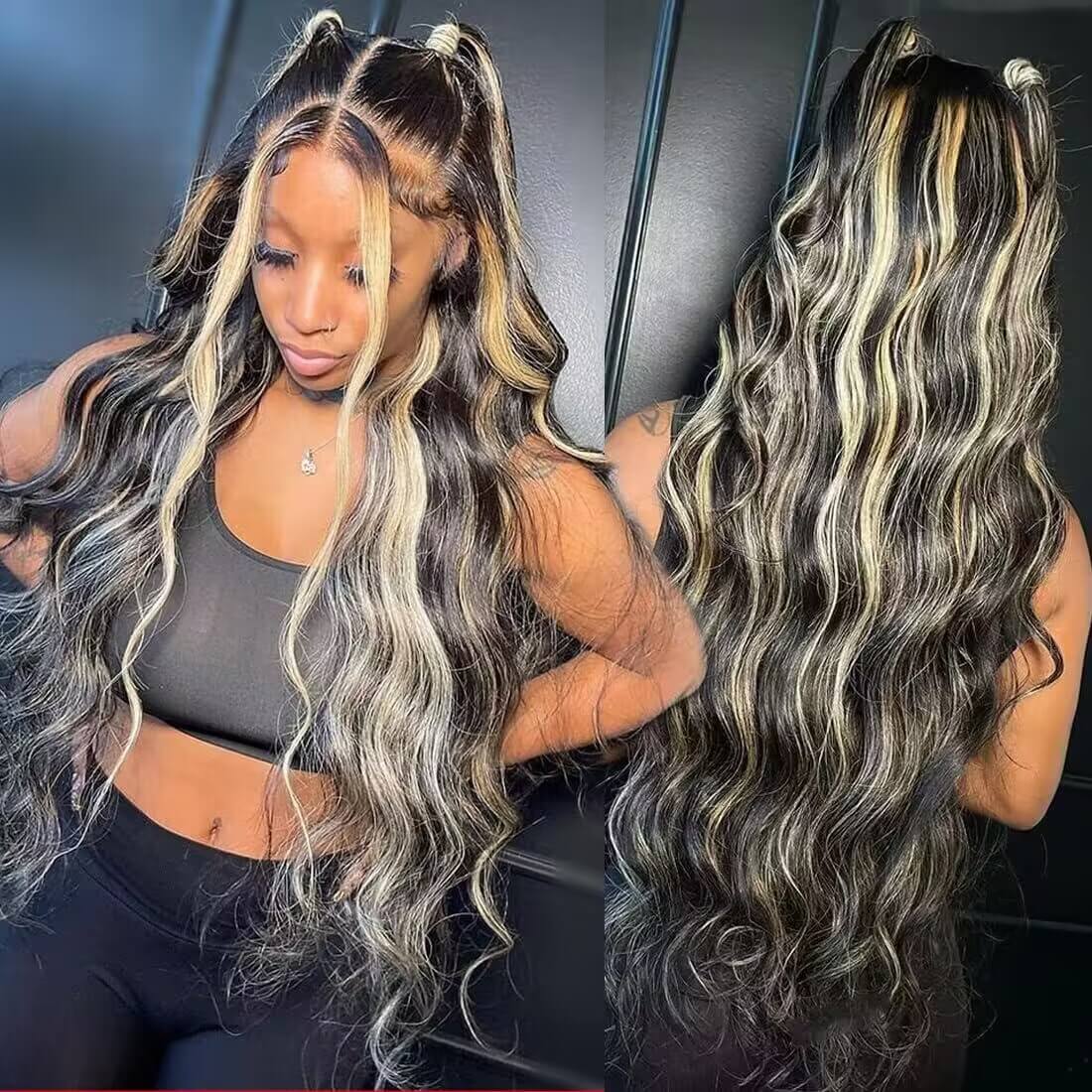1B/27 Balayage Highlight 13x6 Glueless HD Lace Front Wig Body Wave Straight Pre Plucked Colored Human Hair Wigs