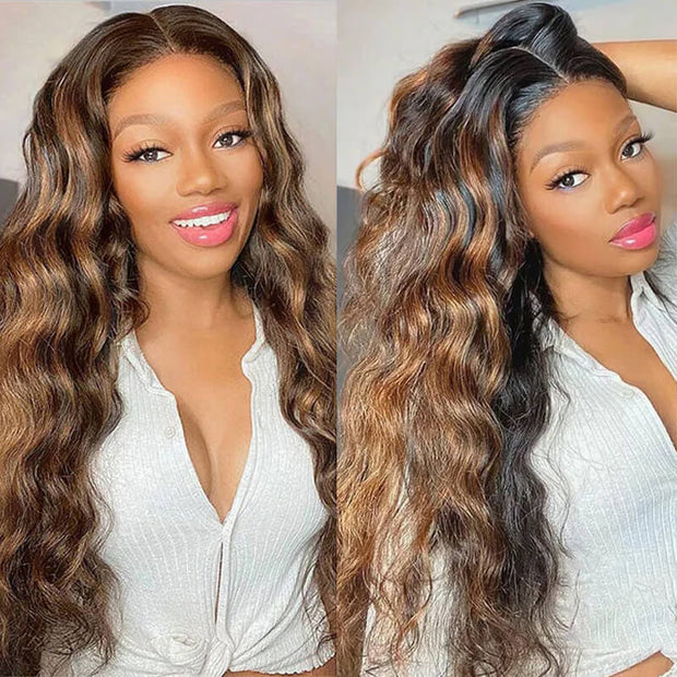 #4/27 Blonde Highlight Wig Loose Deep Wave 13x4 HD Lace Front Wigs Virgin Human Hair