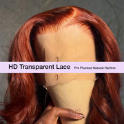 Loose Body Wave Ginger Brown Lace Front Wigs Human Hair Undetectable Transparent Lace Wigs