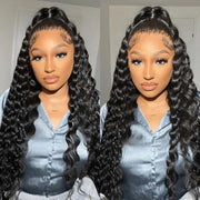 Loose Deep Wave 13*6 Full Lace Glueless Crimped Wig With Pre Bleached Lace Frontal Human Hair Wigs