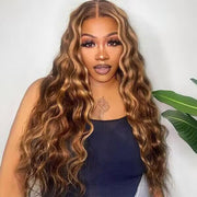 #4/27 Blonde Highlight Wig Loose Deep Wave 13x4 HD Lace Front Wigs Virgin Human Hair