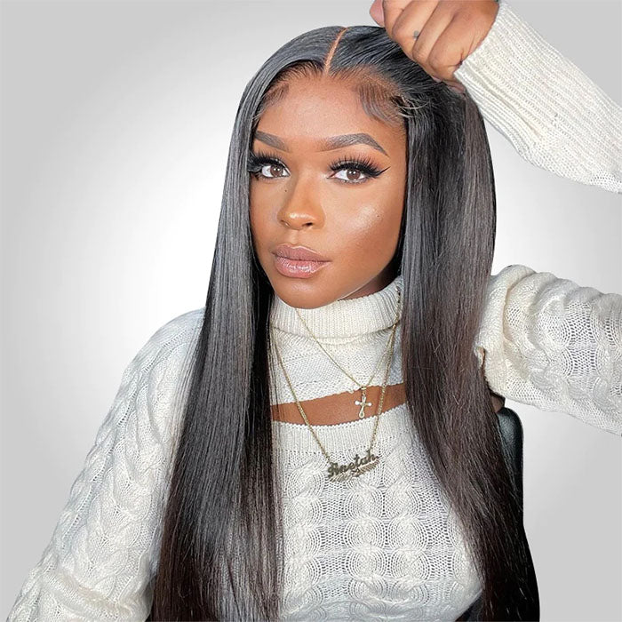 Silky Straight Wig Glueless 4x4 HD Lace Closure Wigs Human Hair