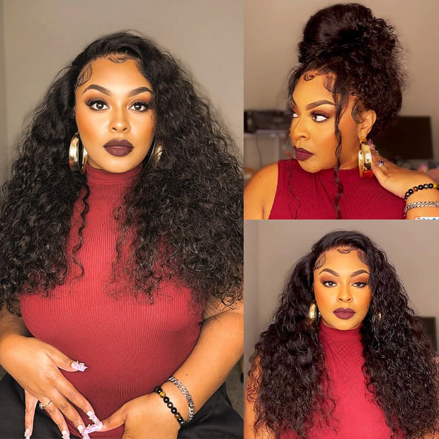 Deep Wave Snug Fit 360 Lace Frontal Wig 100 Human Hair Wigs For Women Pre Bleached Knots